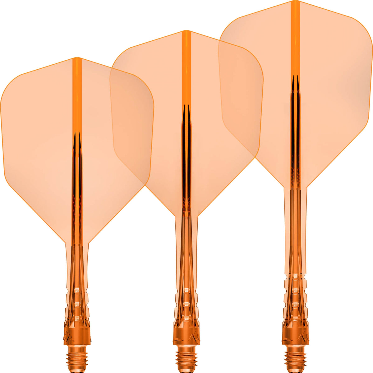 Dart Flights - Mission - Force 90 Vortex Transparent Colours - Standard Dart Flights - Integrated Flight &amp; Shaft System Short / Orange