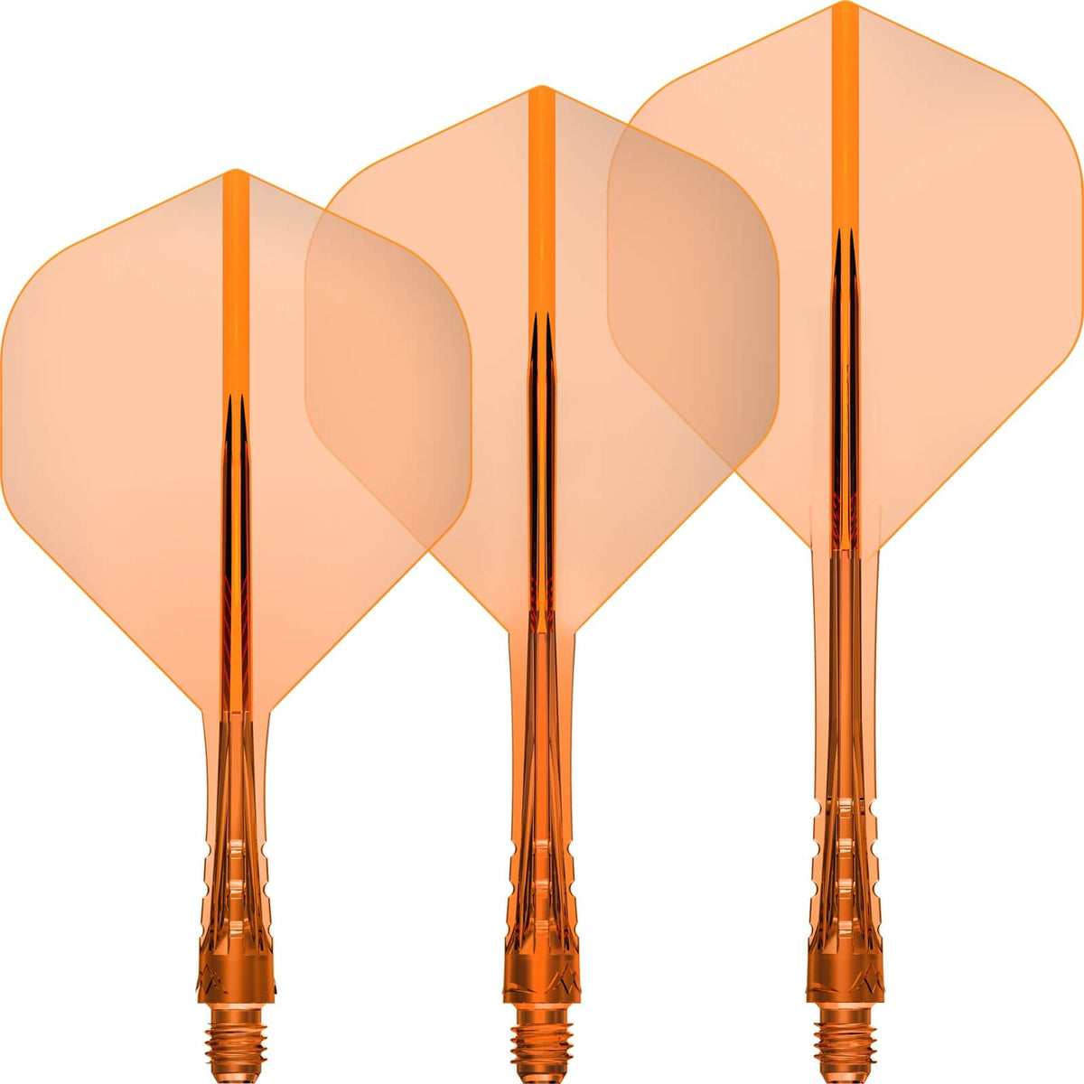 Dart Flights - Mission - Force 90 Vortex Transparent Colours - Big Wing Dart Flights - Integrated Flight &amp; Shaft System Short / Orange