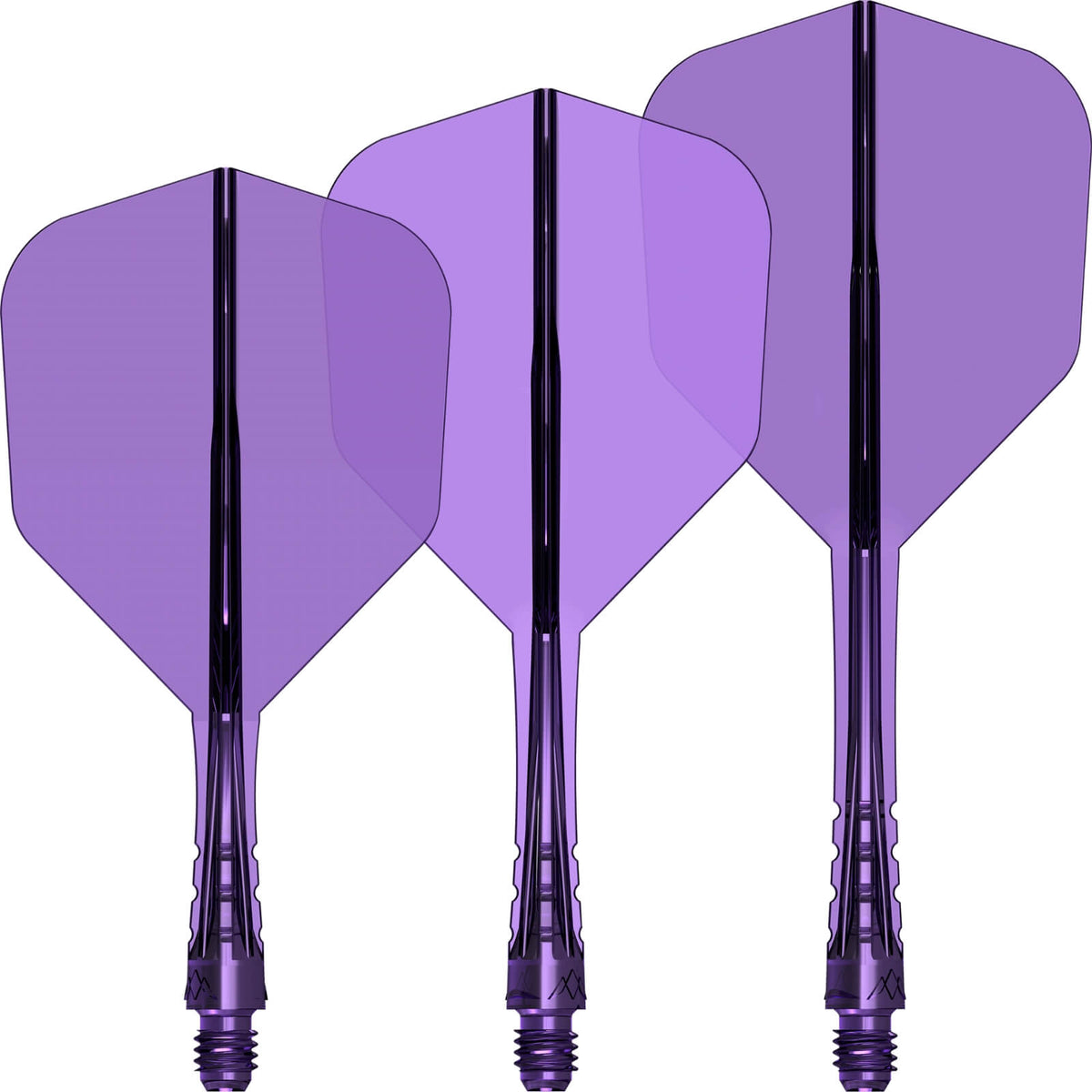 Dart Flights - Mission - Force 90 Vortex Transparent Colours - Standard Dart Flights - Integrated Flight &amp; Shaft System Short / Purple