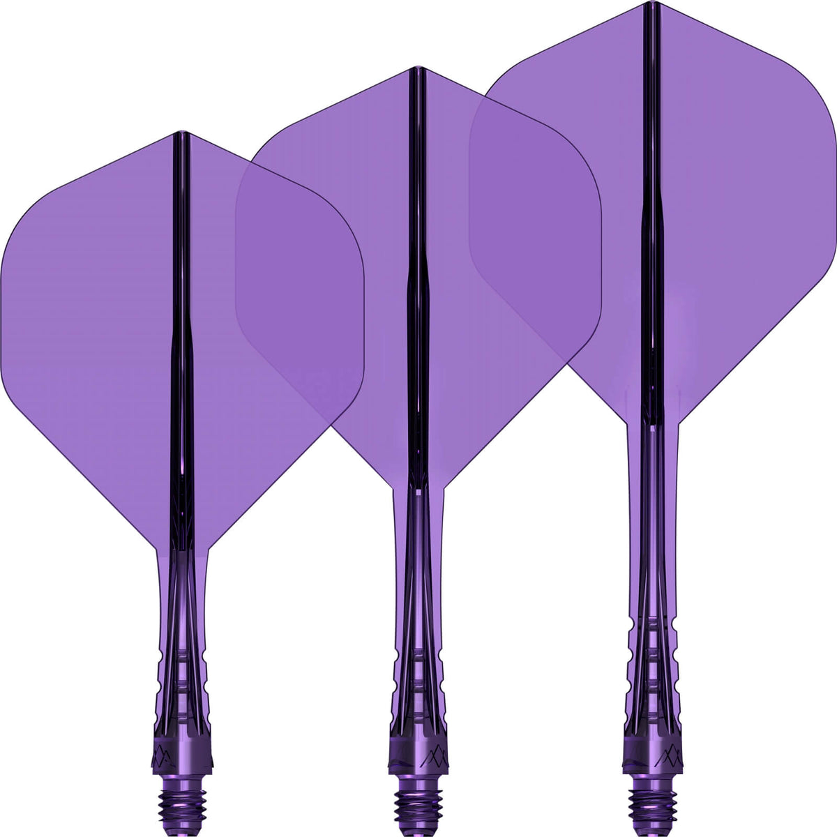 Dart Flights - Mission - Force 90 Vortex Transparent Colours - Big Wing Dart Flights - Integrated Flight &amp; Shaft System Short / Purple