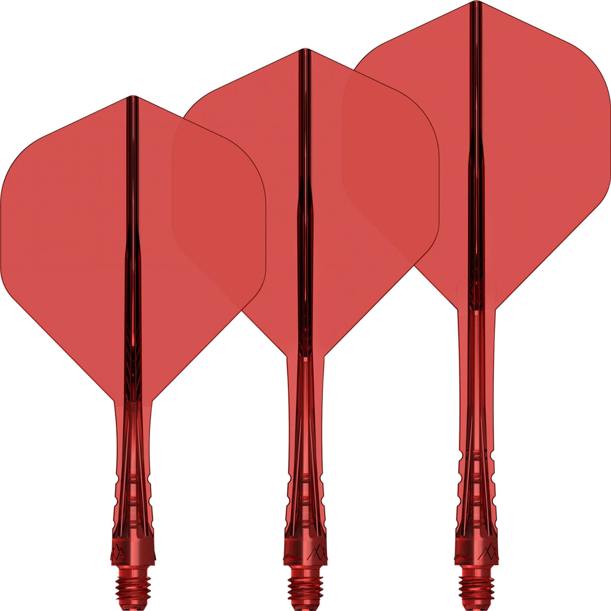 Dart Flights - Mission - Force 90 Vortex Transparent Colours - Big Wing Dart Flights - Integrated Flight &amp; Shaft System Short / Red