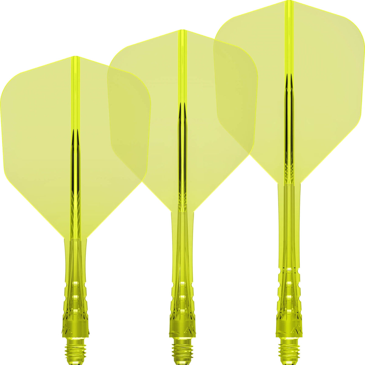 Dart Flights - Mission - Force 90 Vortex Transparent Colours - Standard Dart Flights - Integrated Flight &amp; Shaft System Short / Yellow