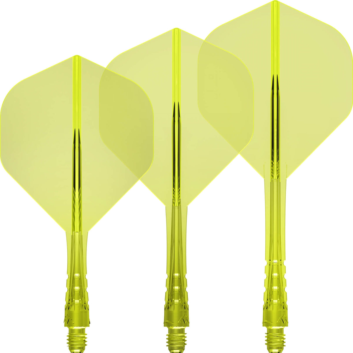 Dart Flights - Mission - Force 90 Vortex Transparent Colours - Big Wing Dart Flights - Integrated Flight &amp; Shaft System Short / Yellow