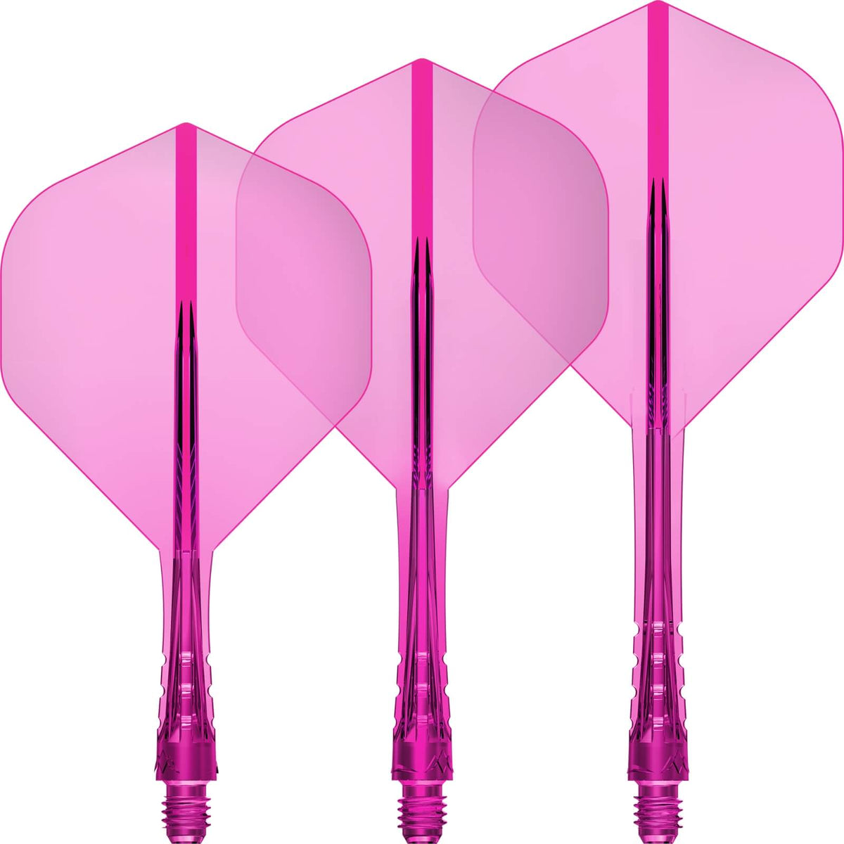 Dart Flights - Mission - Force 90 Vortex Transparent Colours - Big Wing Dart Flights - Integrated Flight &amp; Shaft System Short / Pink