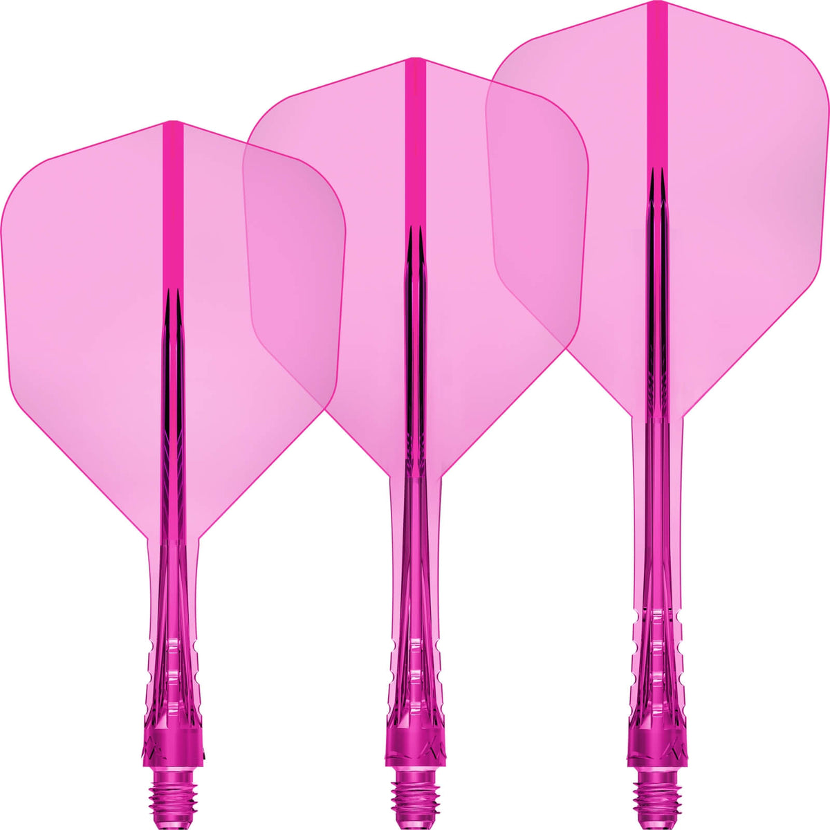 Dart Flights - Mission - Force 90 Vortex Transparent Colours - Standard Dart Flights - Integrated Flight &amp; Shaft System Short / Pink