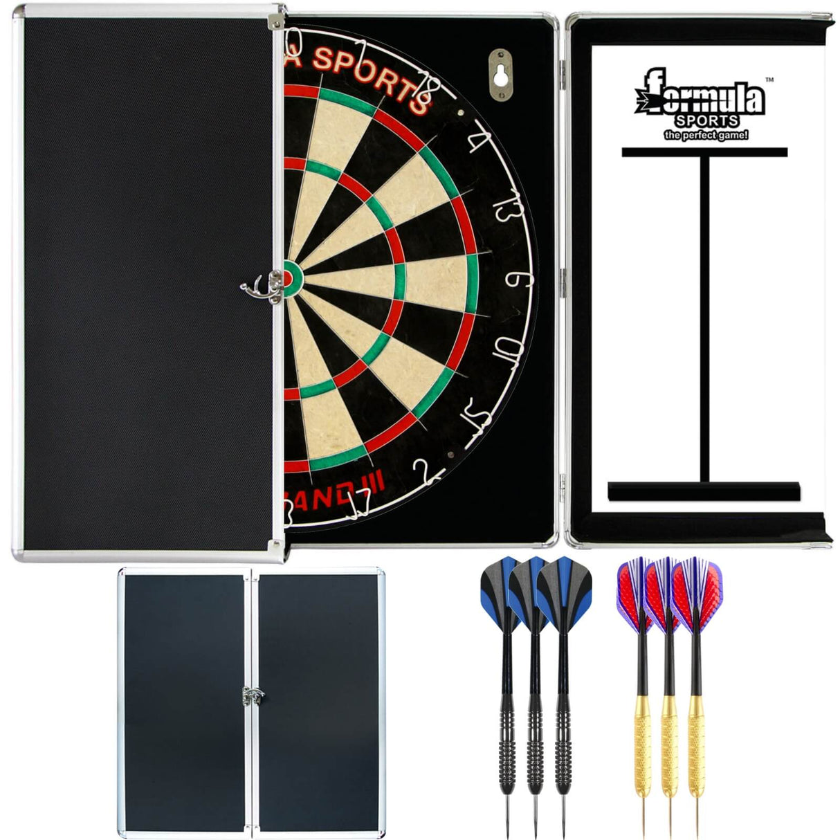 Formula Sports - Micro-Band III Dartboard & Aluminium Cabinet Ready to Play Bundle -