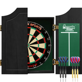 Formula Sports - Micro-Band III Dartboard & Solid Wood Cabinet Ready to Play Bundle -