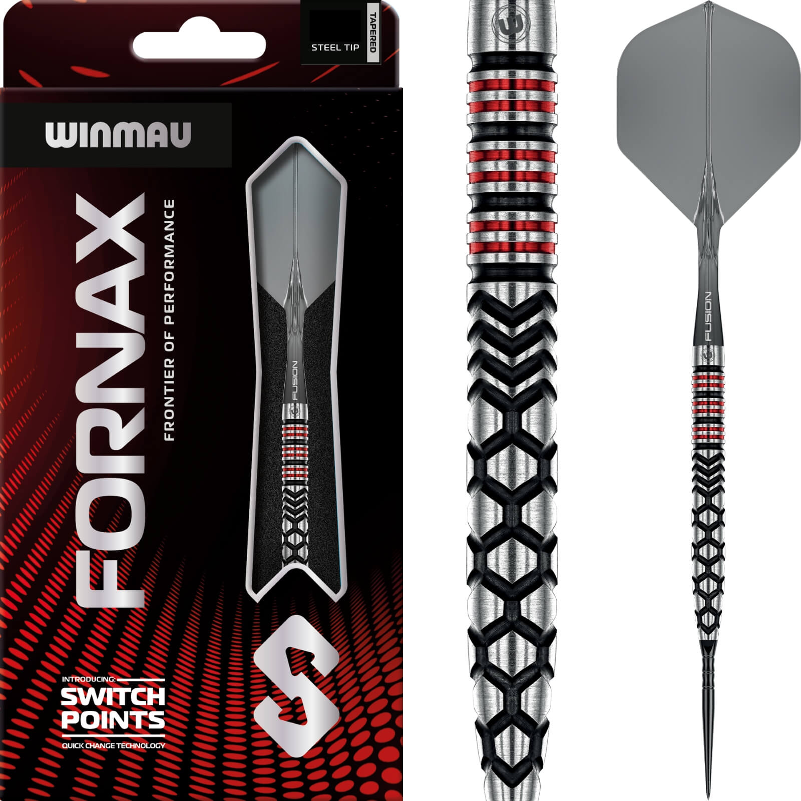 Darts - Winmau - Fornax Tapered Darts - Switch Points - Steel Tip - 90% Tungsten - 21g 23g