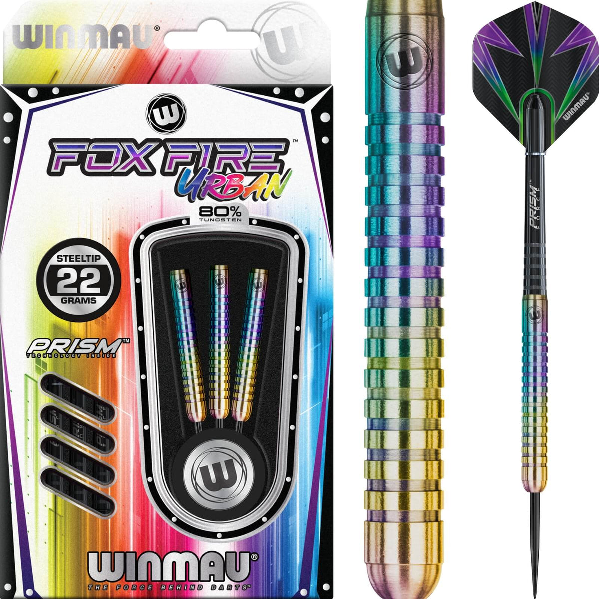 Darts - Winmau - Foxfire Urban Darts - Steel Tip - 80% Tungsten - 22g 24g 