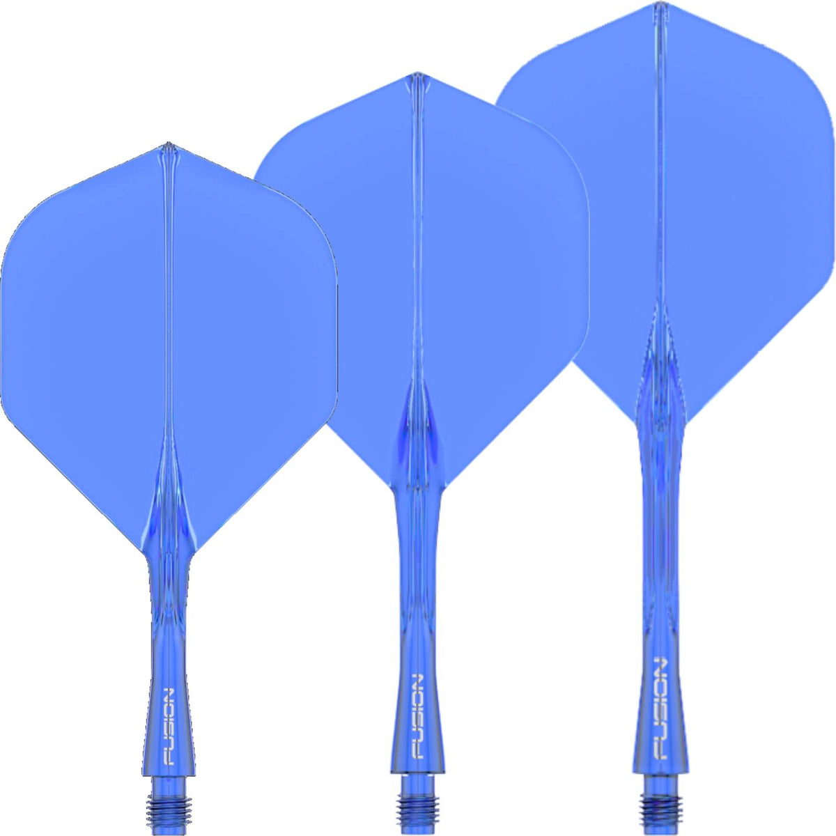 Dart Flights - Winmau - Fusion - Big Wing Dart Flights - Integrated Flight &amp; Shaft System Short (22mm) / Blue