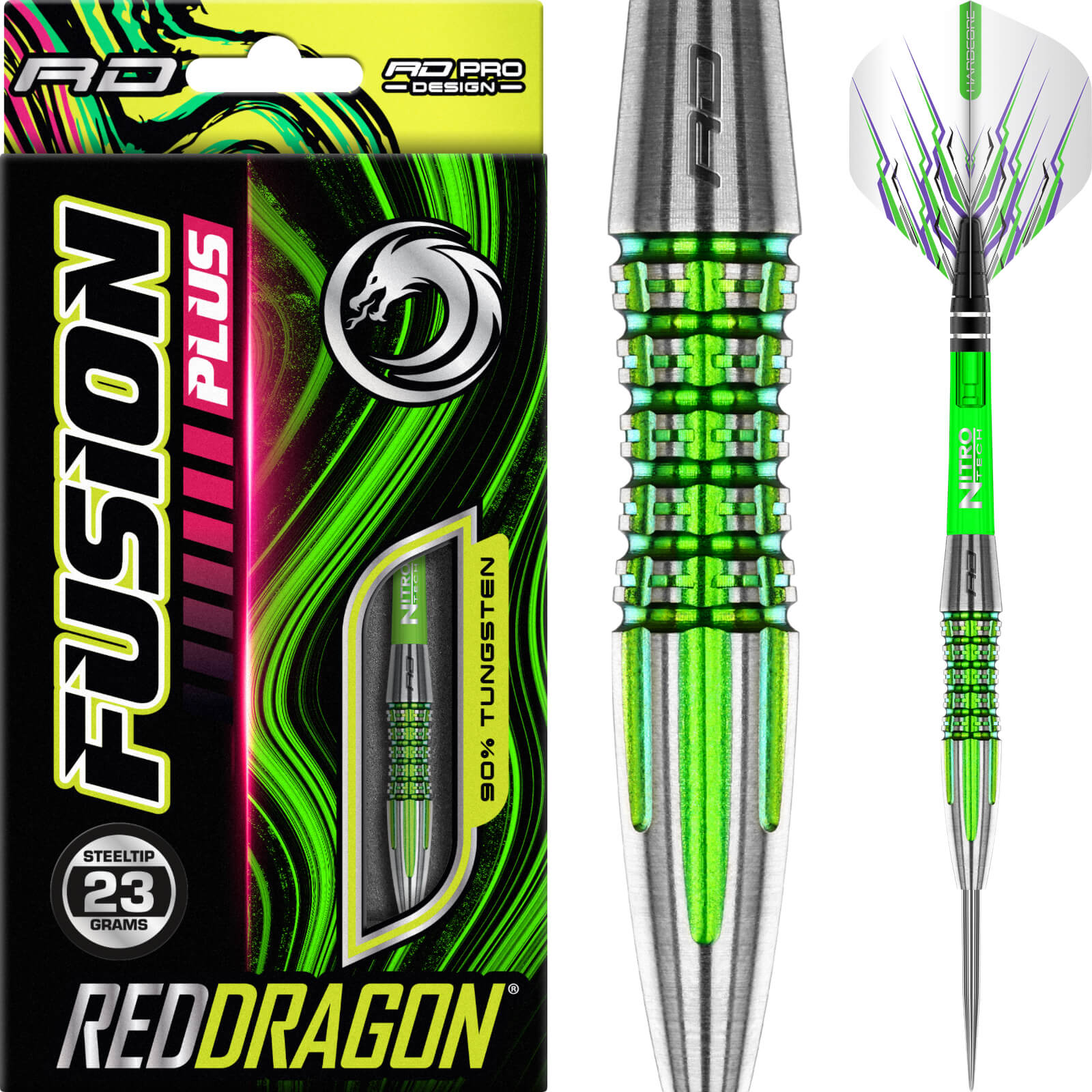 Darts - Red Dragon - Fusion Plus Darts - Steel Tip - 90% Tungsten - 23g 25g