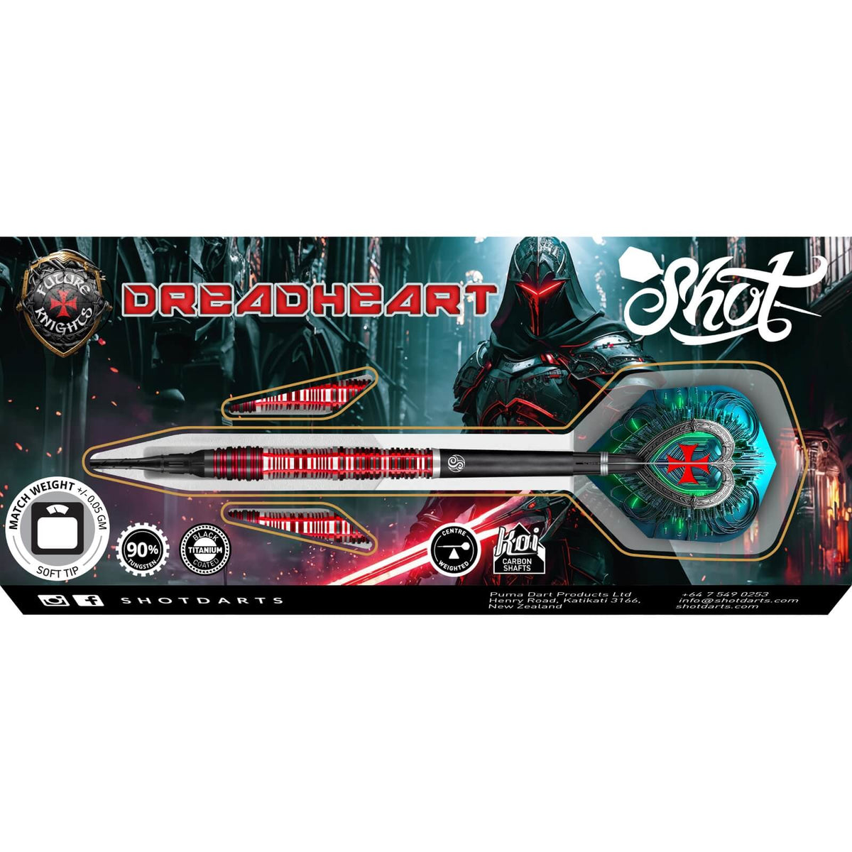 Darts - Shot - Future Knights Dreadheart Darts - Soft Tip - 90% Tungsten - 20g