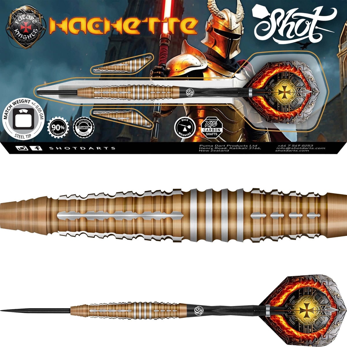 Darts - Shot - Future Knights Hachette Darts - Steel Tip - 90% Tungsten - 23g 24g 26g