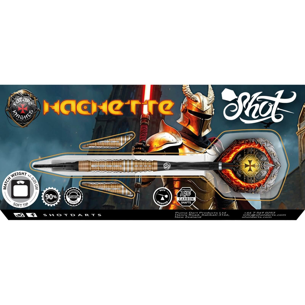 Darts - Shot - Future Knights Hachette Darts - Soft Tip - 90% Tungsten - 20g 22g