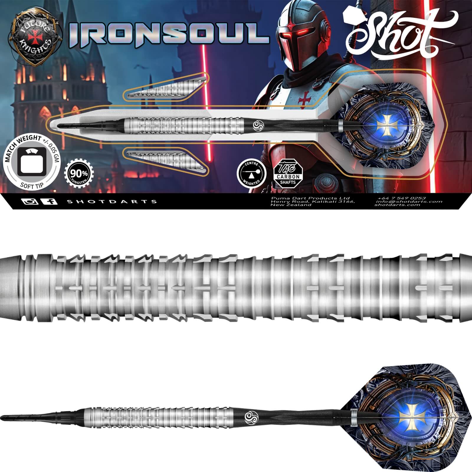 Darts - Shot - Future Knights Ironsoul Darts - Soft Tip - 90% Tungsten - 20g