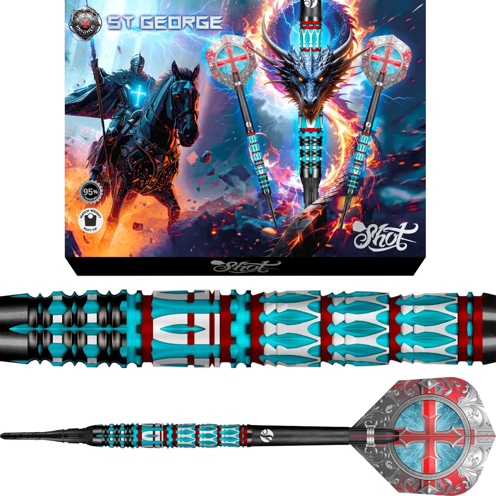 Shot - Future Knights St George Darts - Soft Tip - 95% Tungsten - 20g