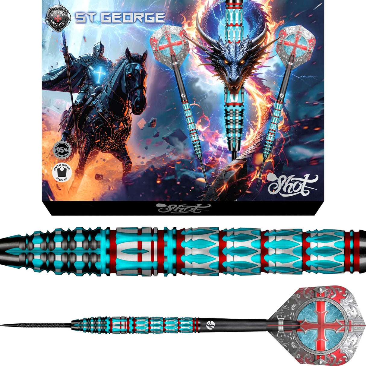 Shot - Future Knights St George Darts - 95% Tungsten - 23g 24g 25g -