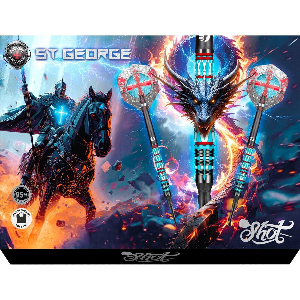 Shot - Future Knights St George Darts - Soft Tip - 95% Tungsten - 20g -
