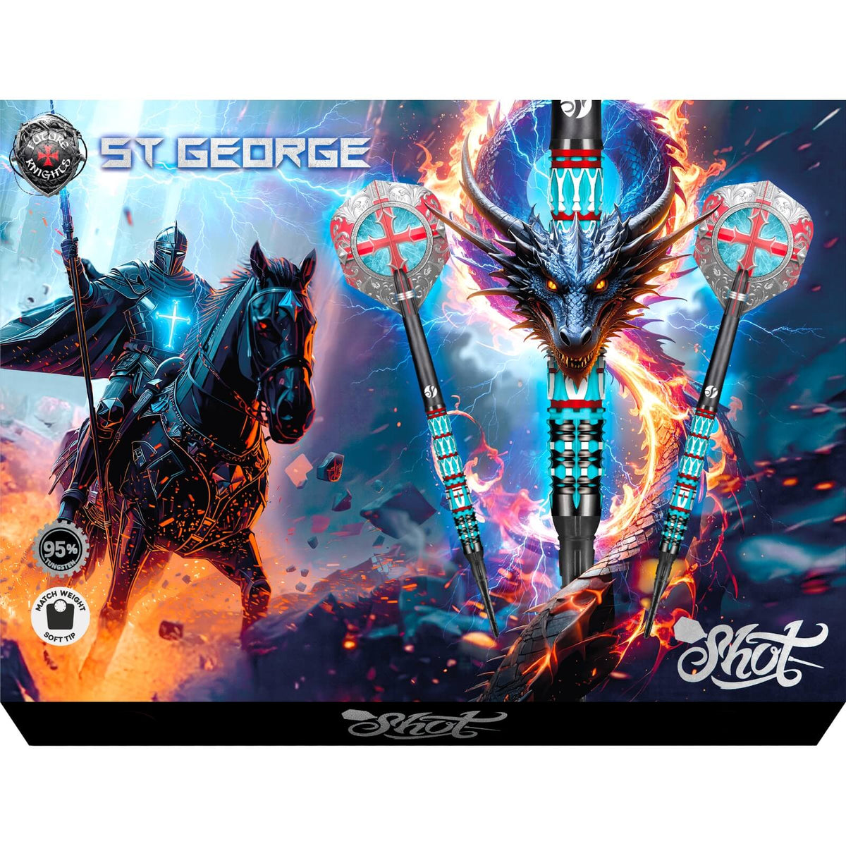 Shot - Future Knights St George Darts - Soft Tip - 95% Tungsten - 20g
