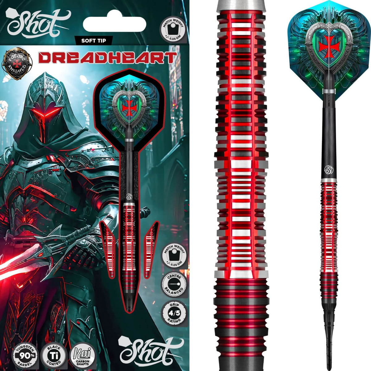 Shot - Future Knights Dreadheart Darts - Soft Tip - 90% Tungsten - 20g -