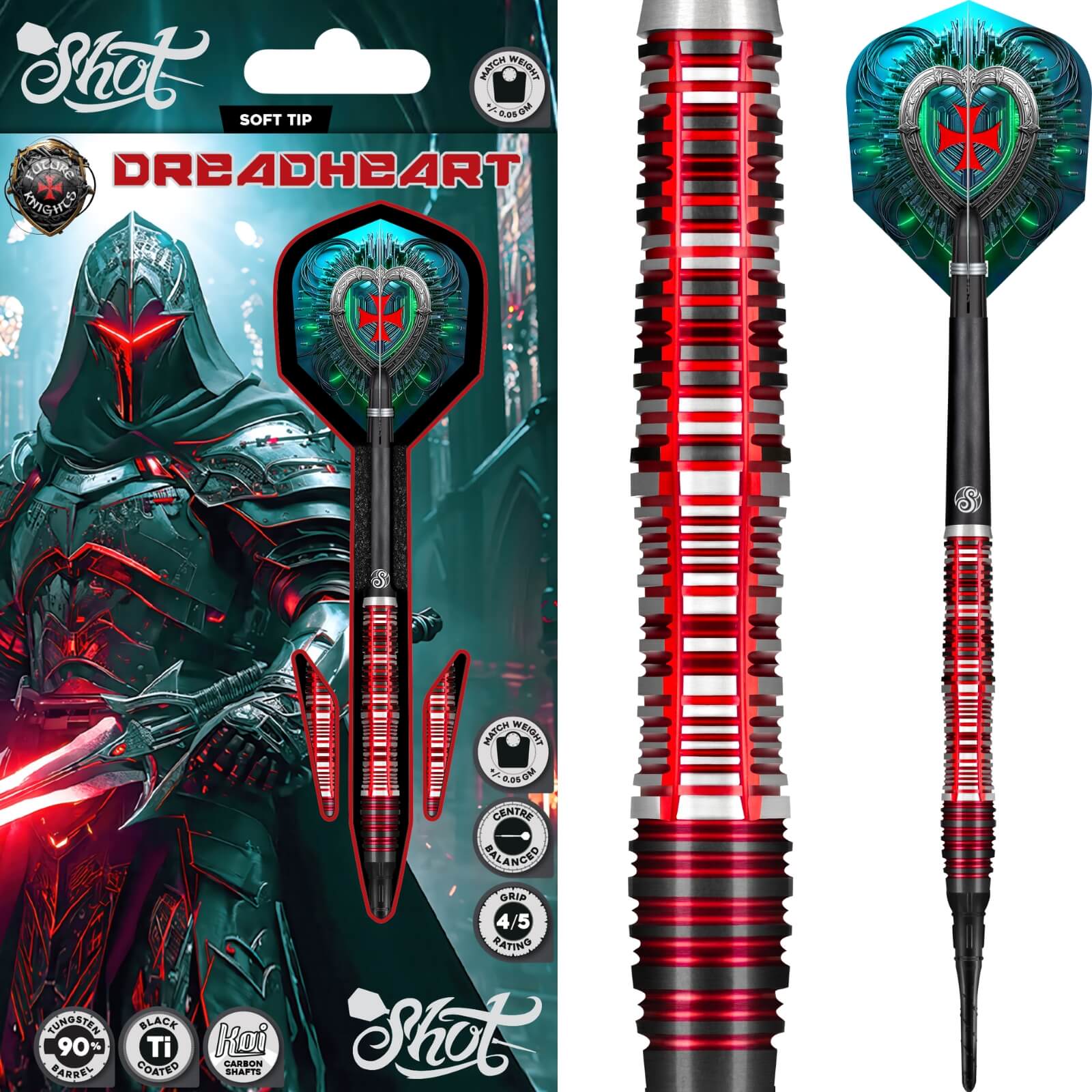 Shot - Future Knights Dreadheart Darts - Soft Tip - 90% Tungsten - 20g -