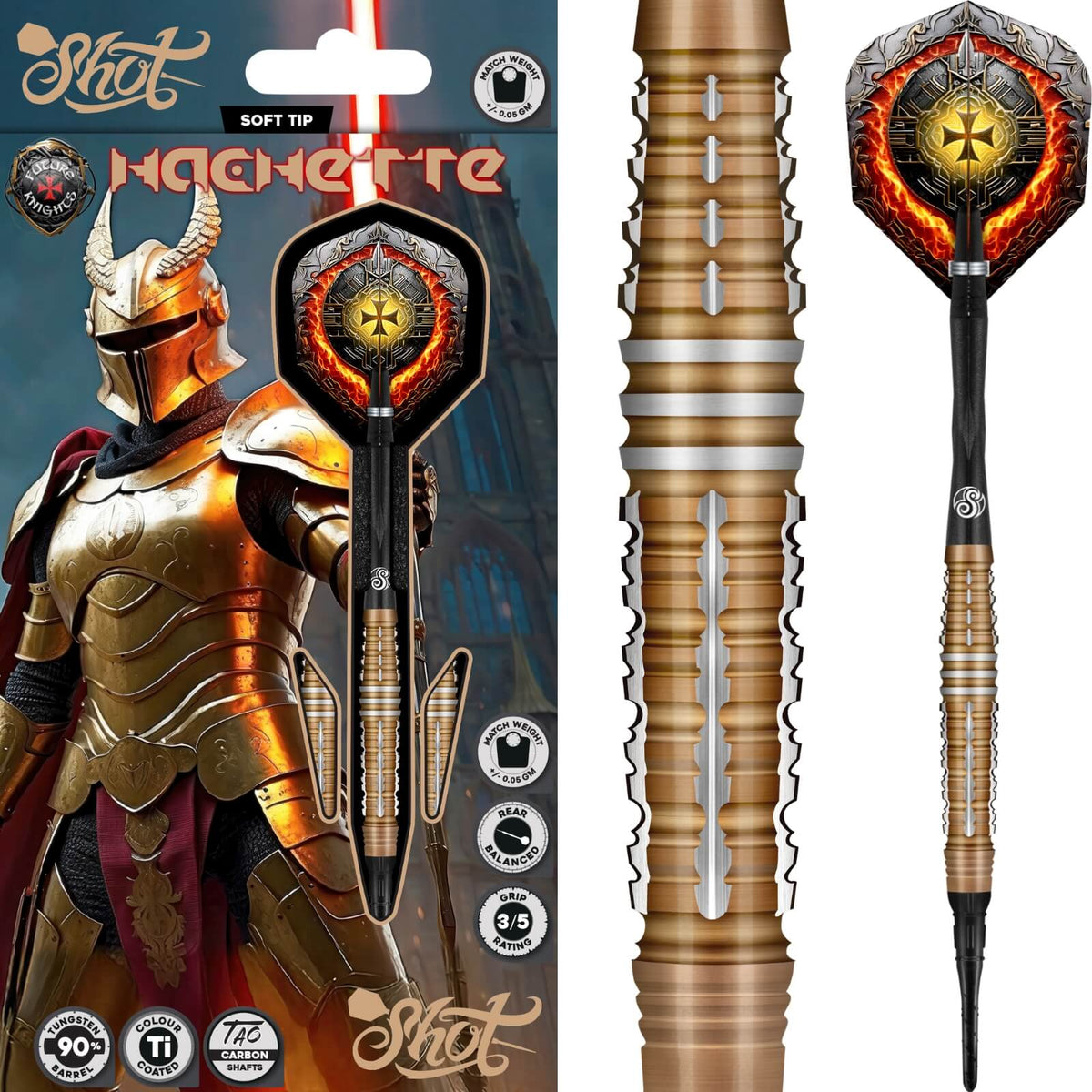 Shot - Future Knights Hachette Darts - Soft Tip - 90% Tungsten - 20g 22g -