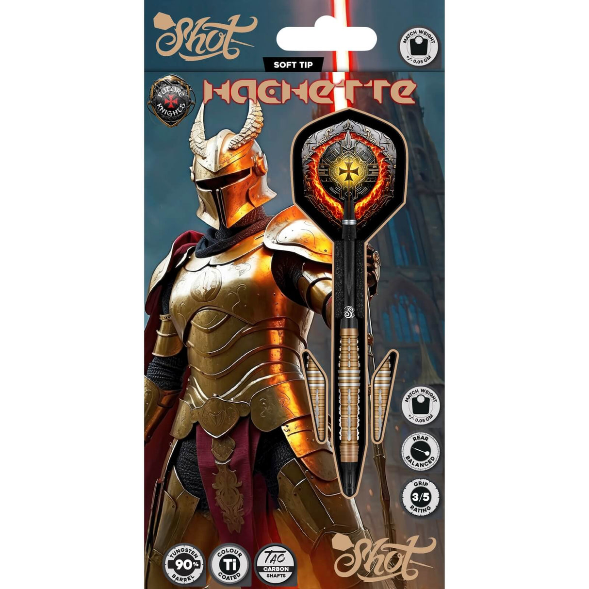 Shot - Future Knights Hachette Darts - Soft Tip - 90% Tungsten - 20g 22g -