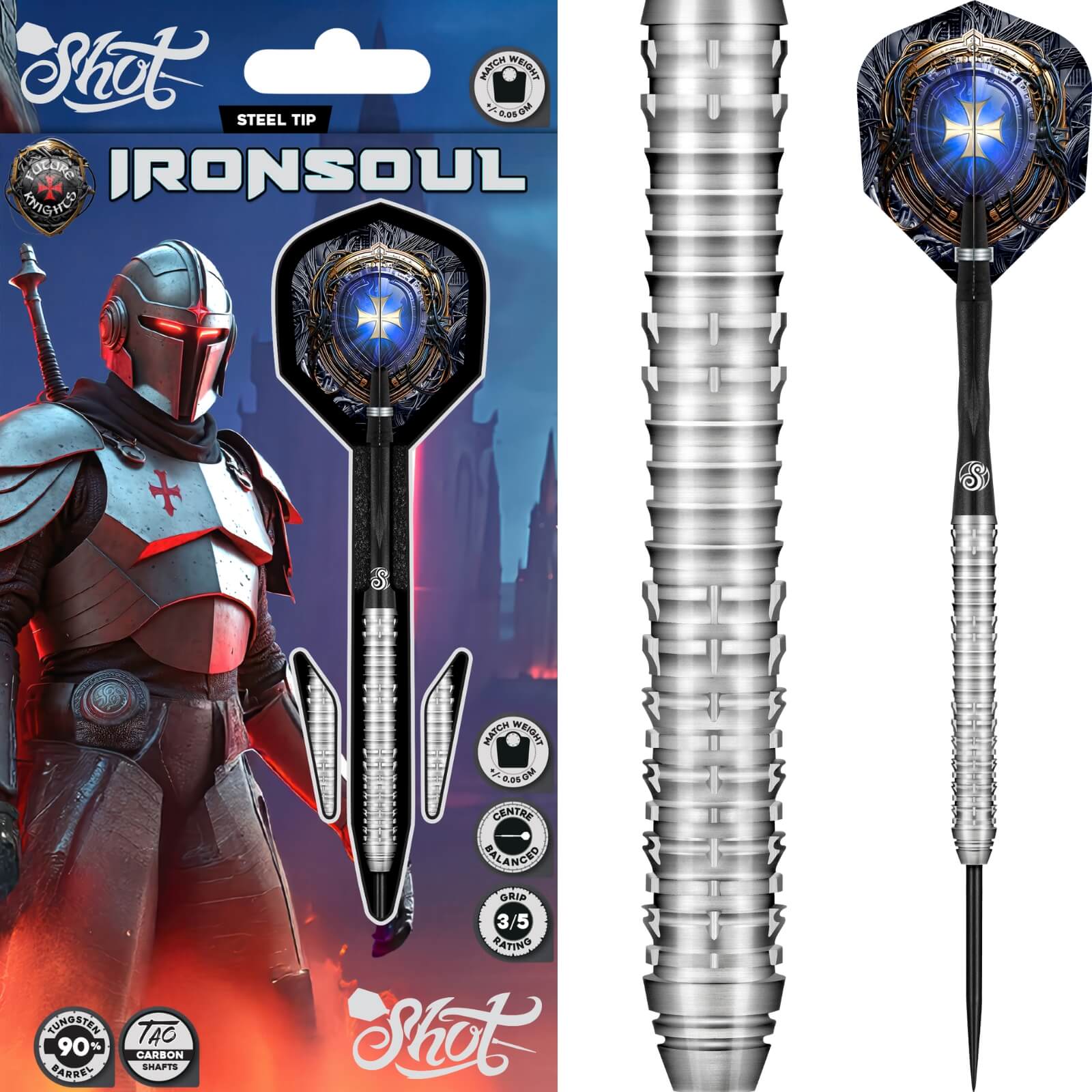 Shot - Future Knights Ironsoul Darts - 90% Tungsten - 23g 24g 26g -