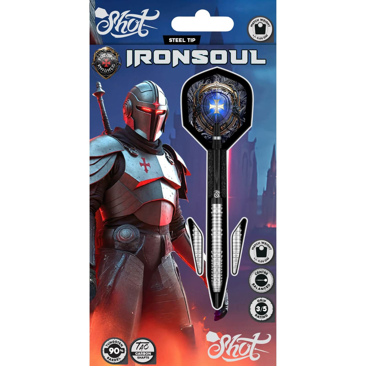 Shot - Future Knights Ironsoul Darts - 90% Tungsten - 23g 24g 26g -