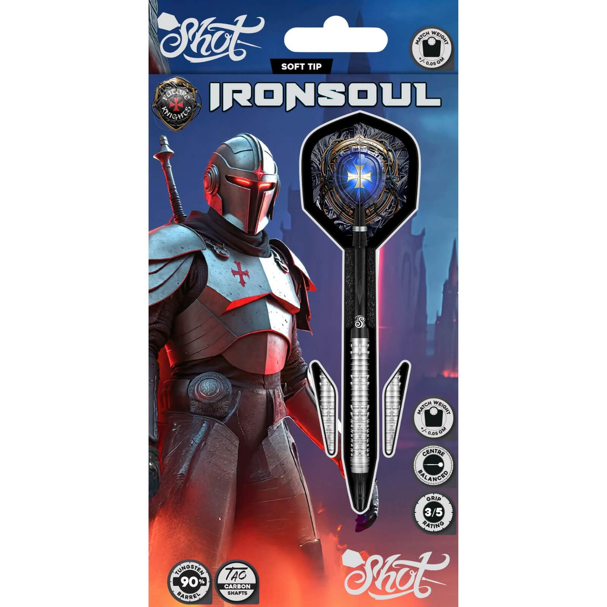 Shot - Future Knights Ironsoul Darts - Soft Tip - 90% Tungsten - 20g -
