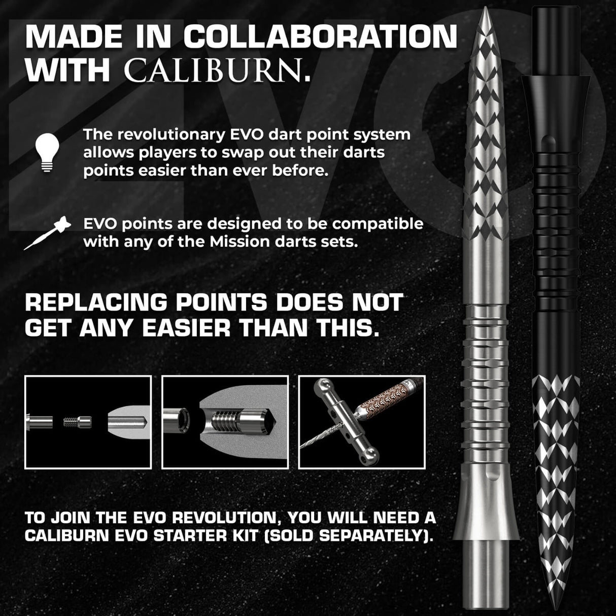 Mission - Caliburn EVO GV Logo Dart Points - 26mm 32mm 38mm