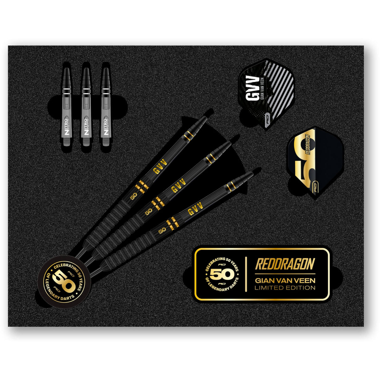 Red Dragon - Gian van Veen 50 Years Limited Edition Darts - 90% Tungsten - 21g -