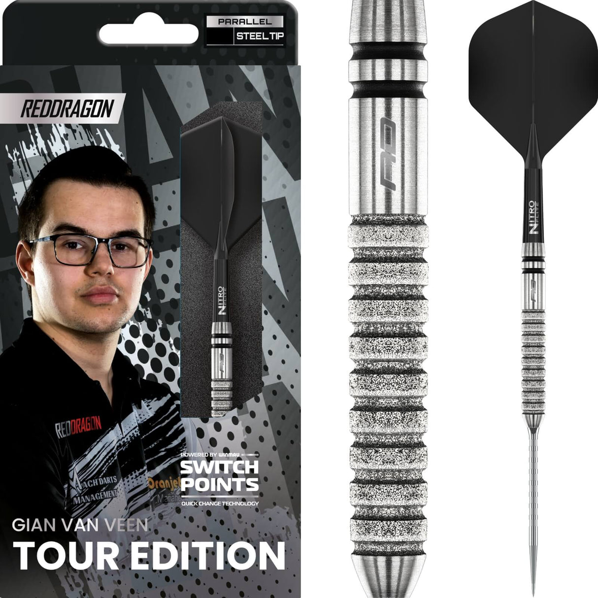 Red Dragon - Gian van Veen Tour Edition Darts - Switch Point - 90% Tungsten - 21g
