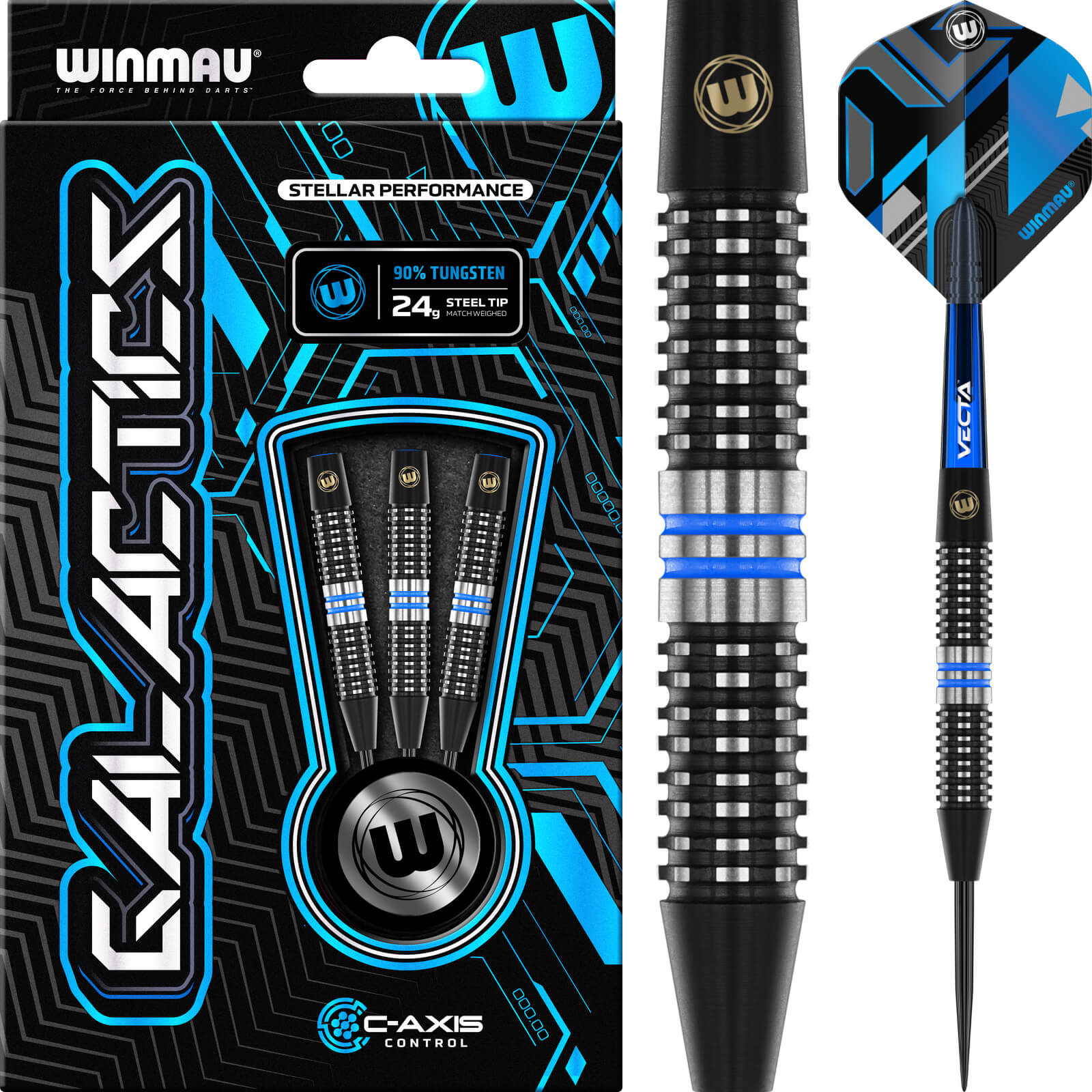 Darts - Winmau - Galactics Darts - Steel Tip - 90% Tungsten - 24g 26g