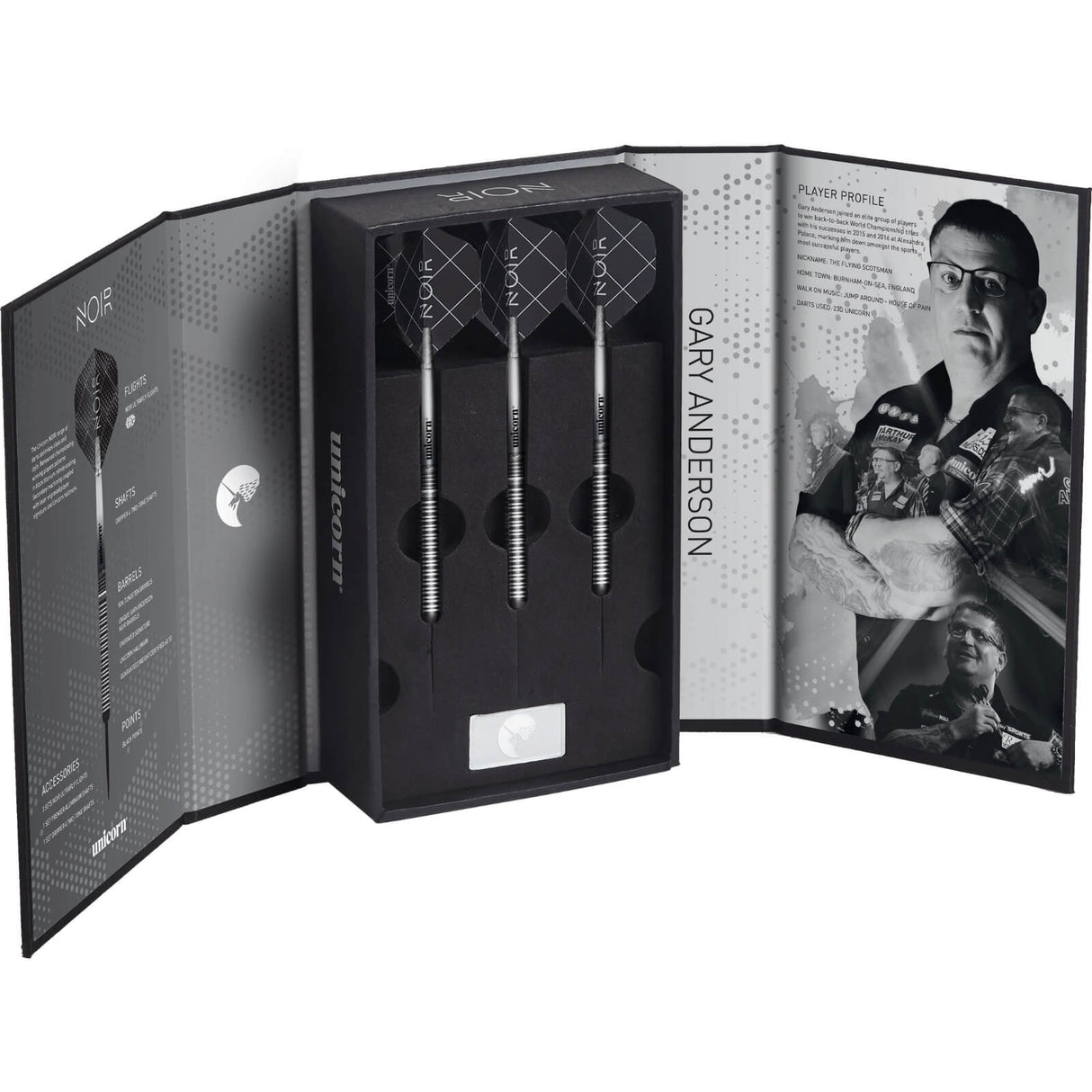 Unicorn - Gary Anderson Noir Darts - 90% Tungsten - 21g 23g 25g 27g -