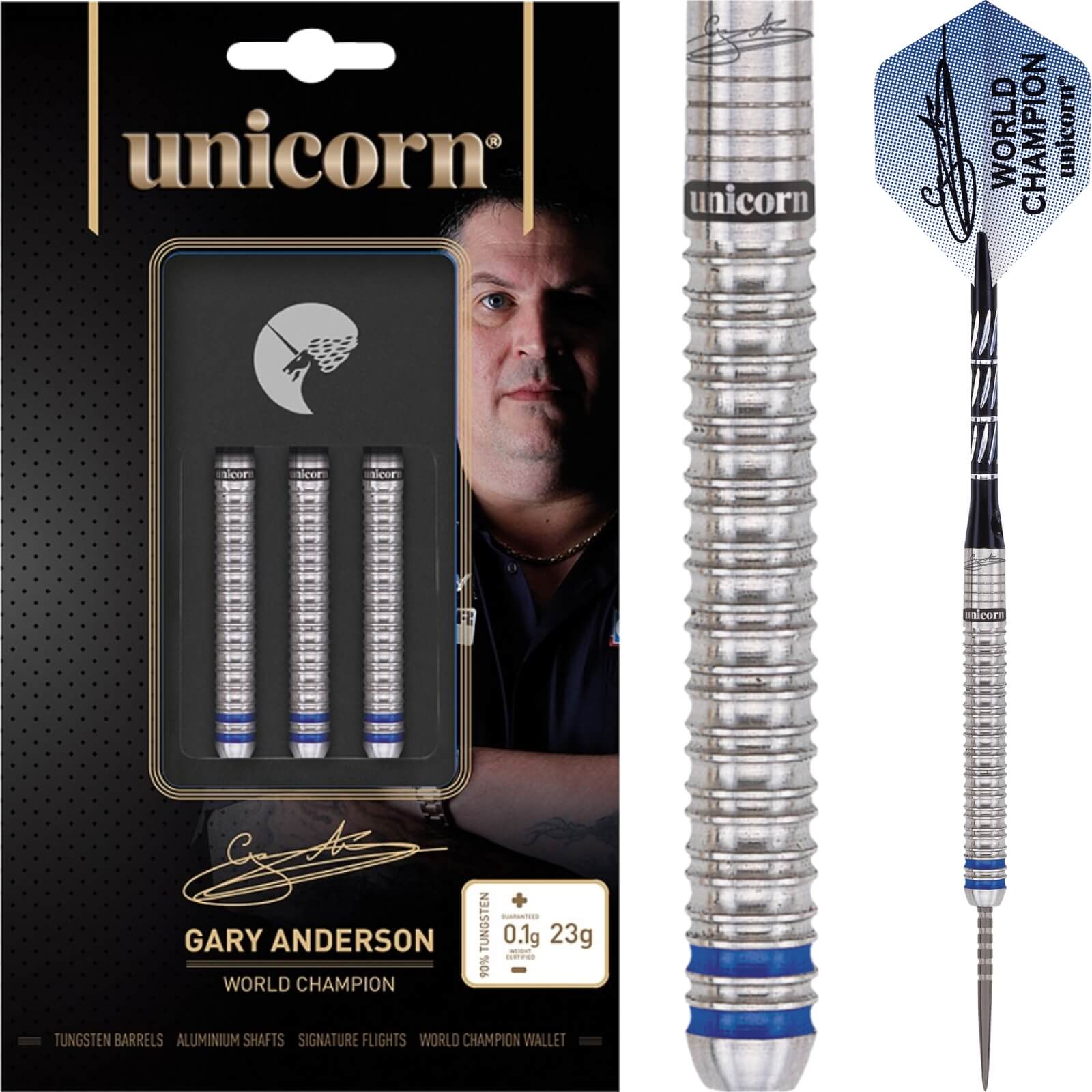 Darts - Unicorn - Gary Anderson Phase 3 Darts - Steel Tip - 90% Tungsten - 21g 23g 25g 27g 