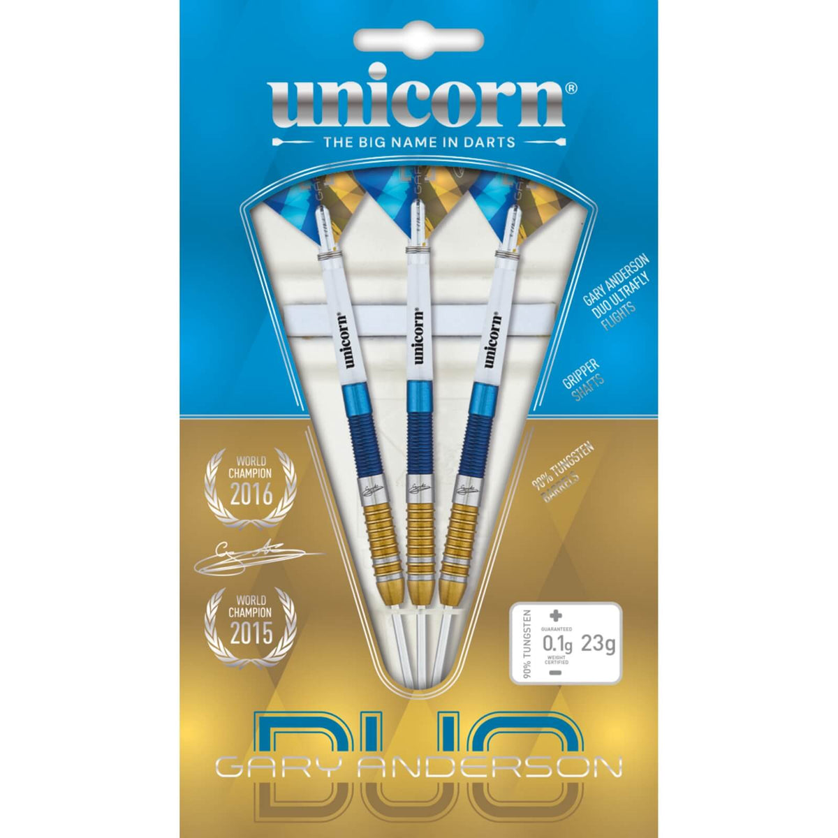 Darts - Unicorn - Gary Anderson Duo Darts - Steel Tip - 90% Tungsten - 21g 23g