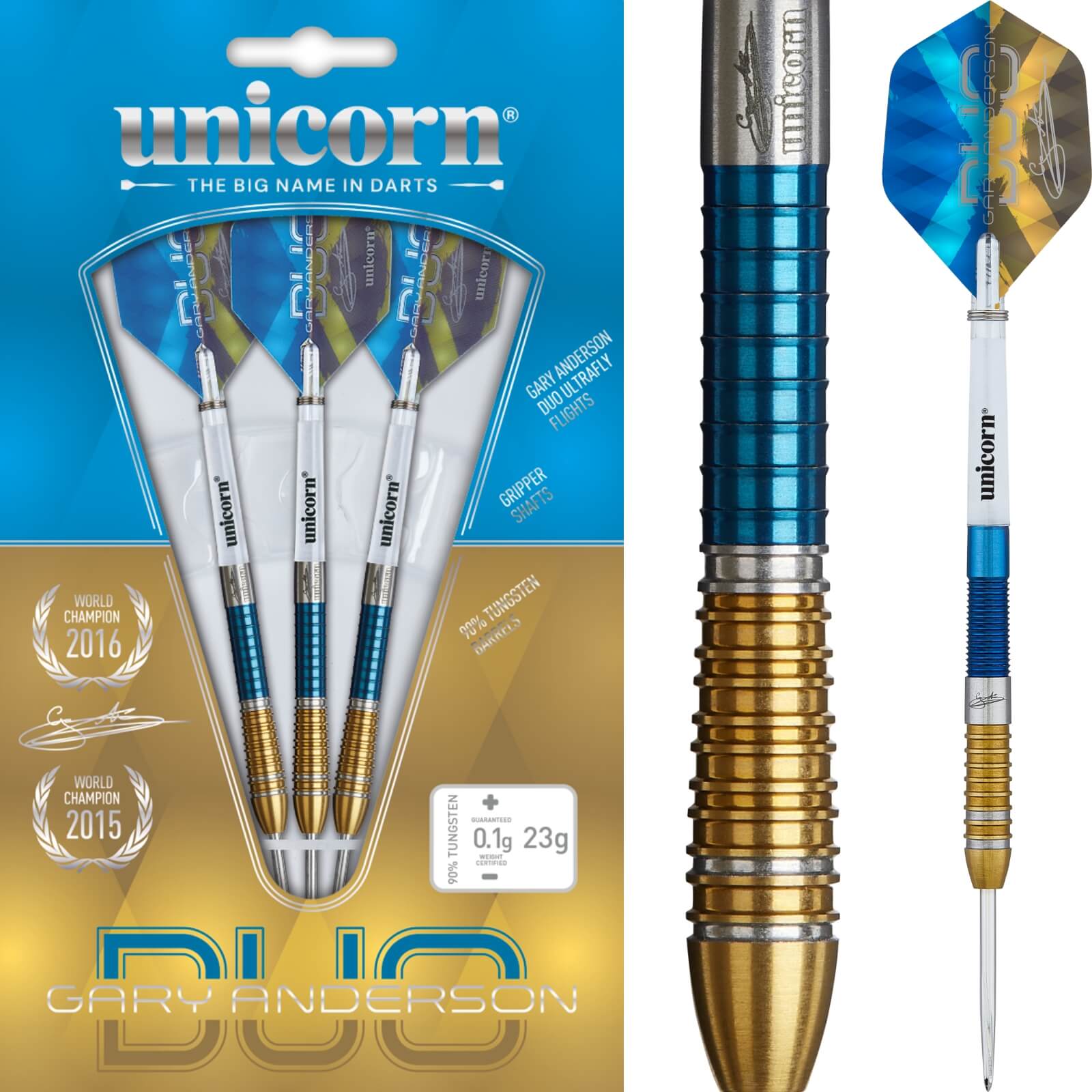 Darts - Unicorn - Gary Anderson Phase 6 Duo Darts - Steel Tip - 90% Tungsten - 21g 22g 23g 24g 25g