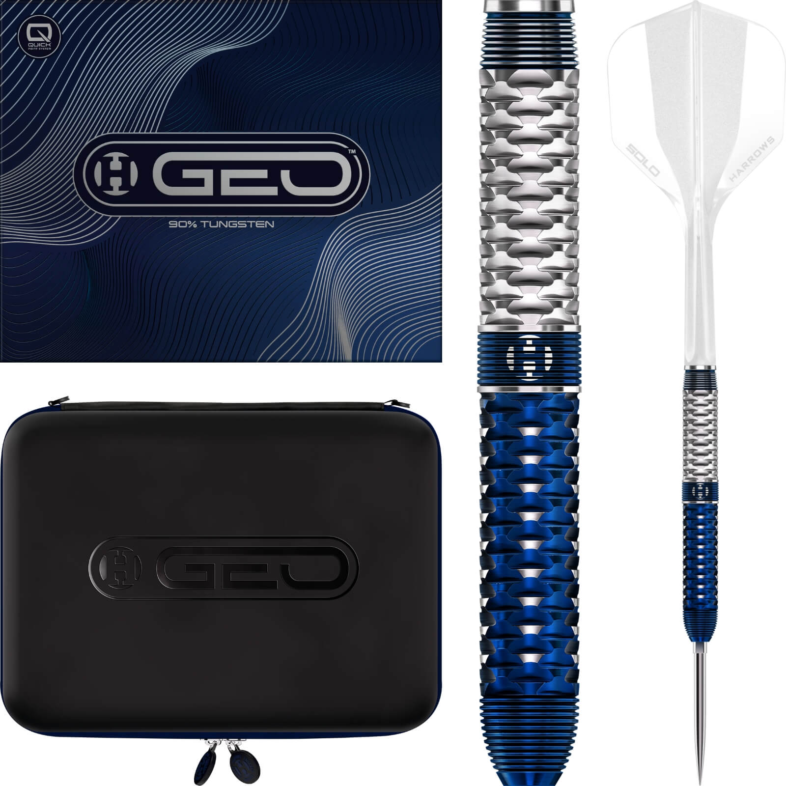 Harrows - GEO 01 Parallel Darts - Quick Point - Steel Tip - 90% Tungsten - 23g 24g 25g