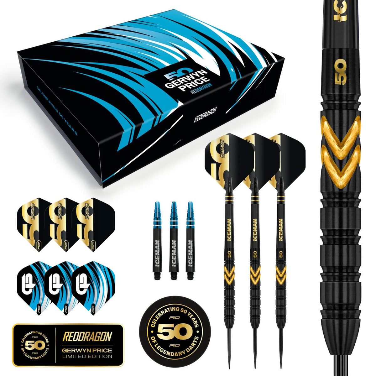 Red Dragon - Gerwyn Price 50 Years Limited Edition Darts - Steel Tip - 90% Tungsten - 23g