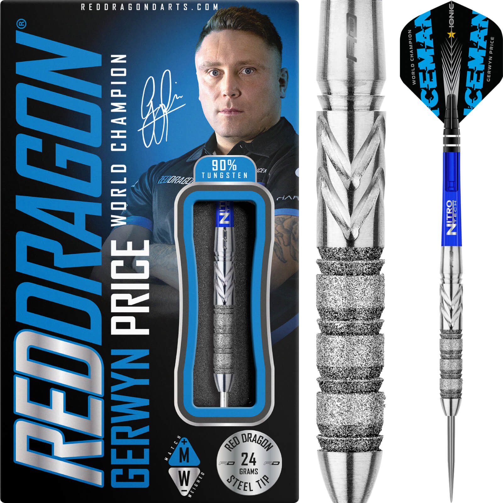 Darts - Red Dragon - Gerwyn Price Element Darts - Steel Tip - 90% Tungsten - 24g