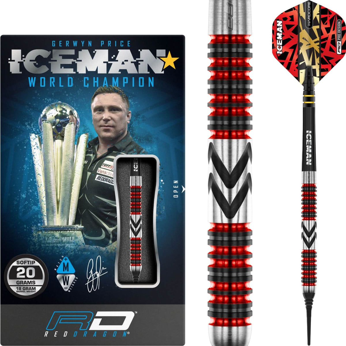 Darts - Red Dragon - Gerwyn Price Firebird Darts - Soft Tip - 90% Tungsten - 20g 