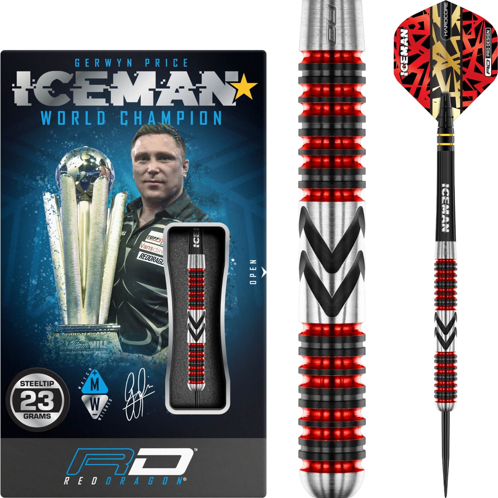 Darts - Red Dragon - Gerwyn Price Firebird Darts - Steel Tip - 90% Tungsten - 21g 23g 