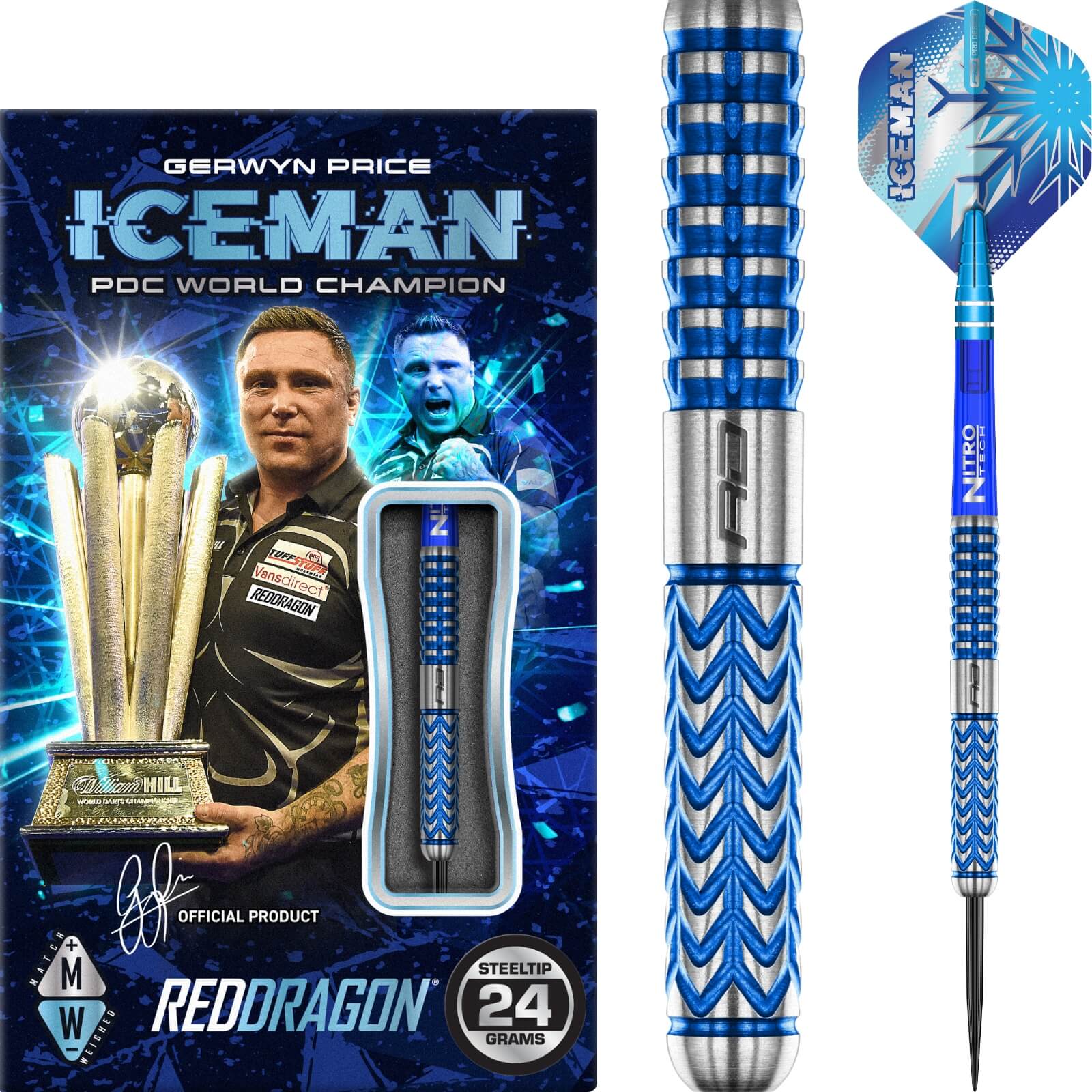 Darts - Red Dragon - Gerwyn Price Glacier Darts - Steel Tip - 90% Tungsten - 22g 24g 26g