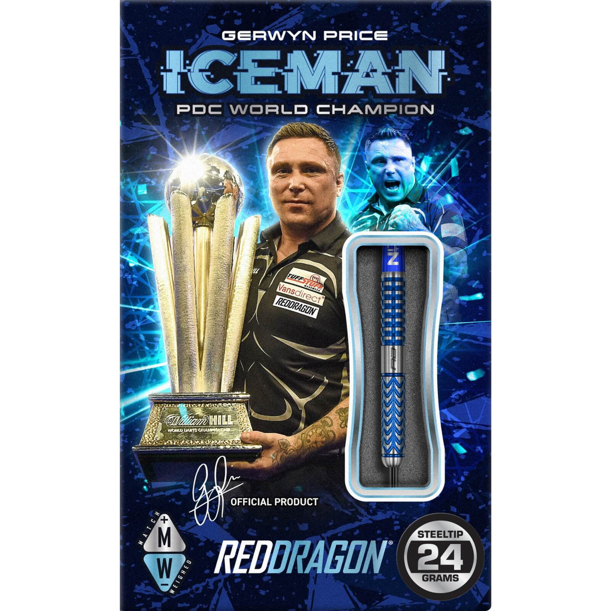 Darts - Red Dragon - Gerwyn Price Glacier Darts - Steel Tip - 90% Tungsten - 22g 24g 26g