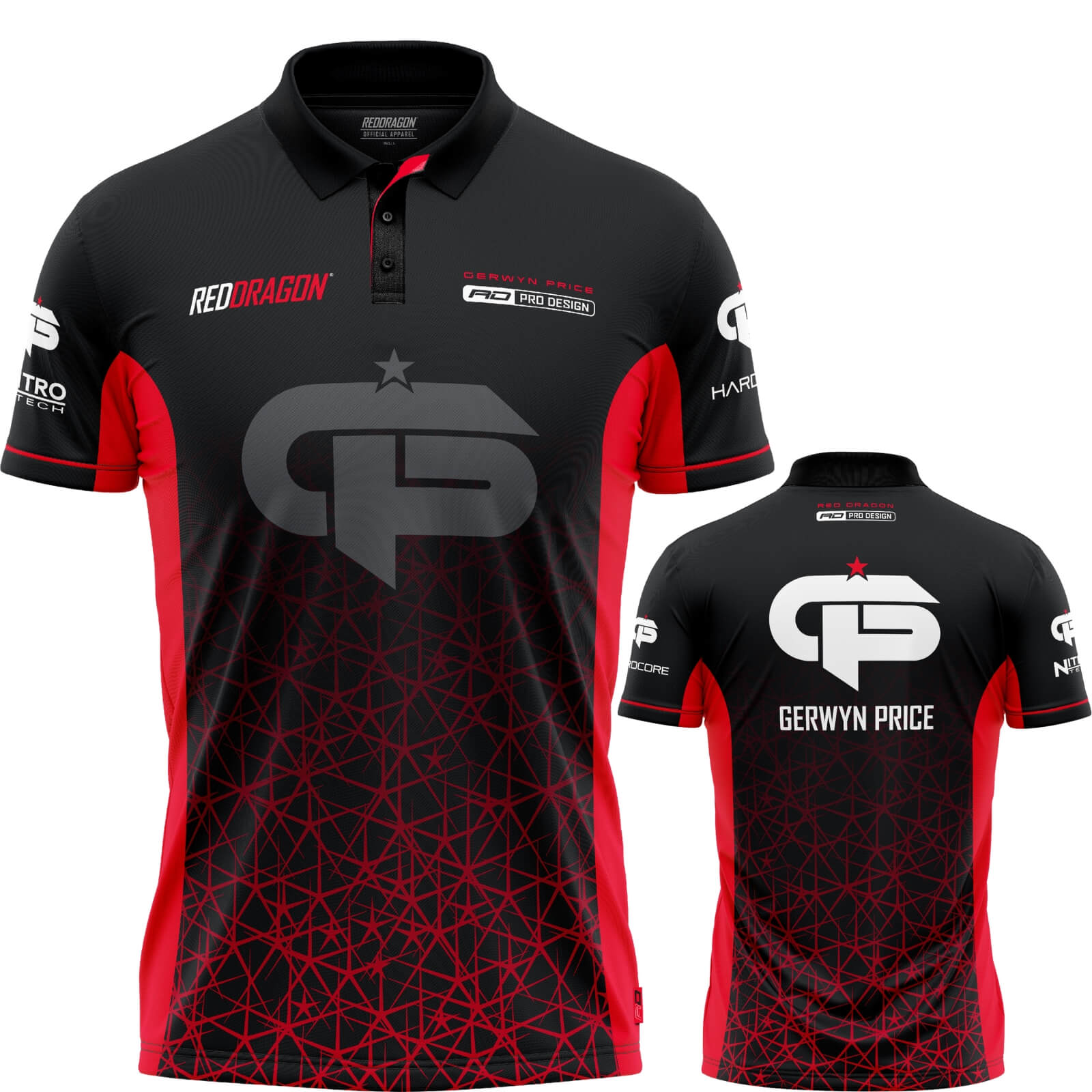 Dart Shirts - Red Dragon - Gerwyn Price Red Tour Polo Dart Shirt - S to 3XL 