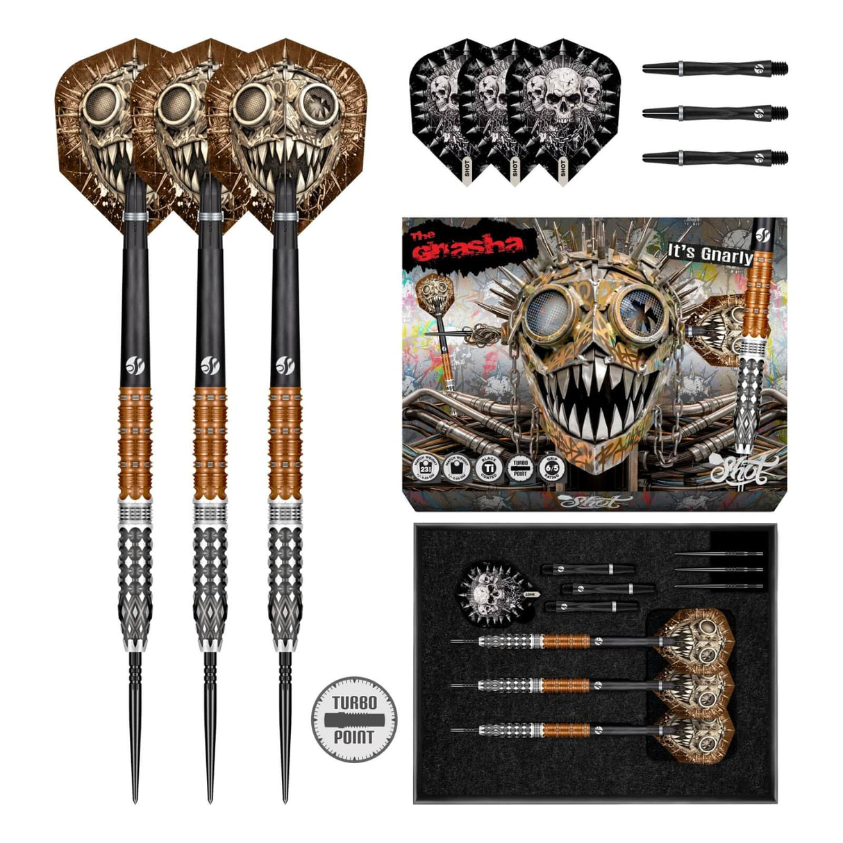 Shot - Gnarly Gnasha Darts - Turbo Point - 95% Tungsten - 23g 24g 25g
