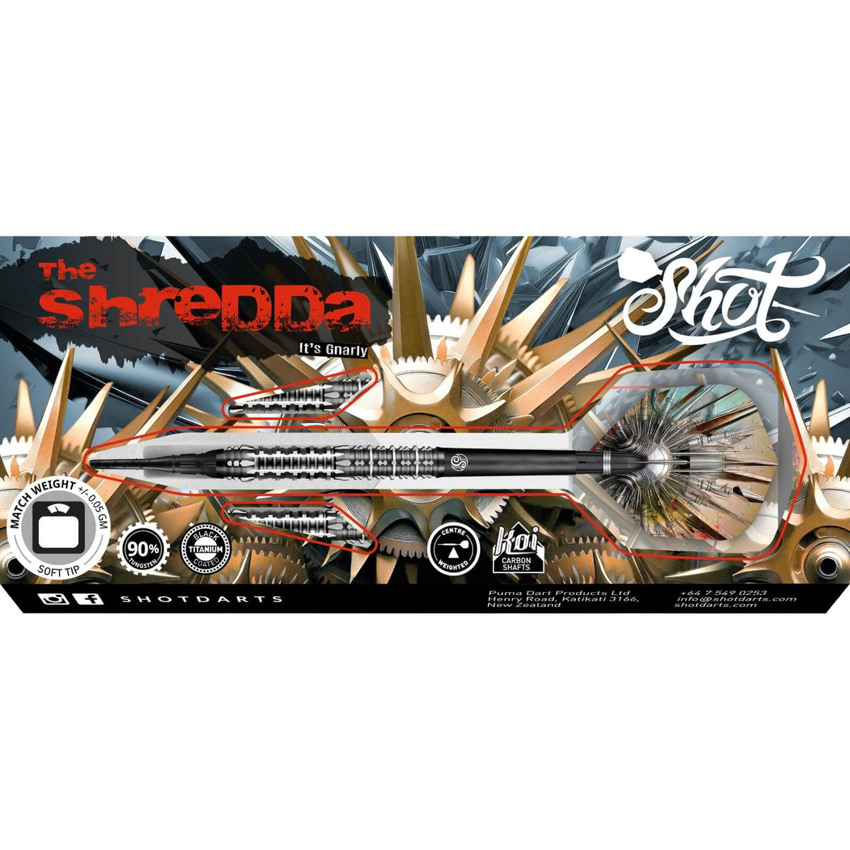 Darts - Shot - Gnarly Shredda Darts - Soft Tip - 90% Tungsten - 20g