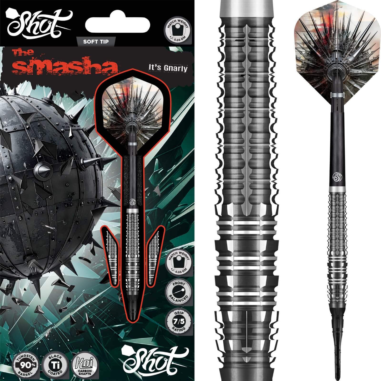 Darts - Shot - Gnarly Smasha Darts - Soft Tip - 90% Tungsten - 20g