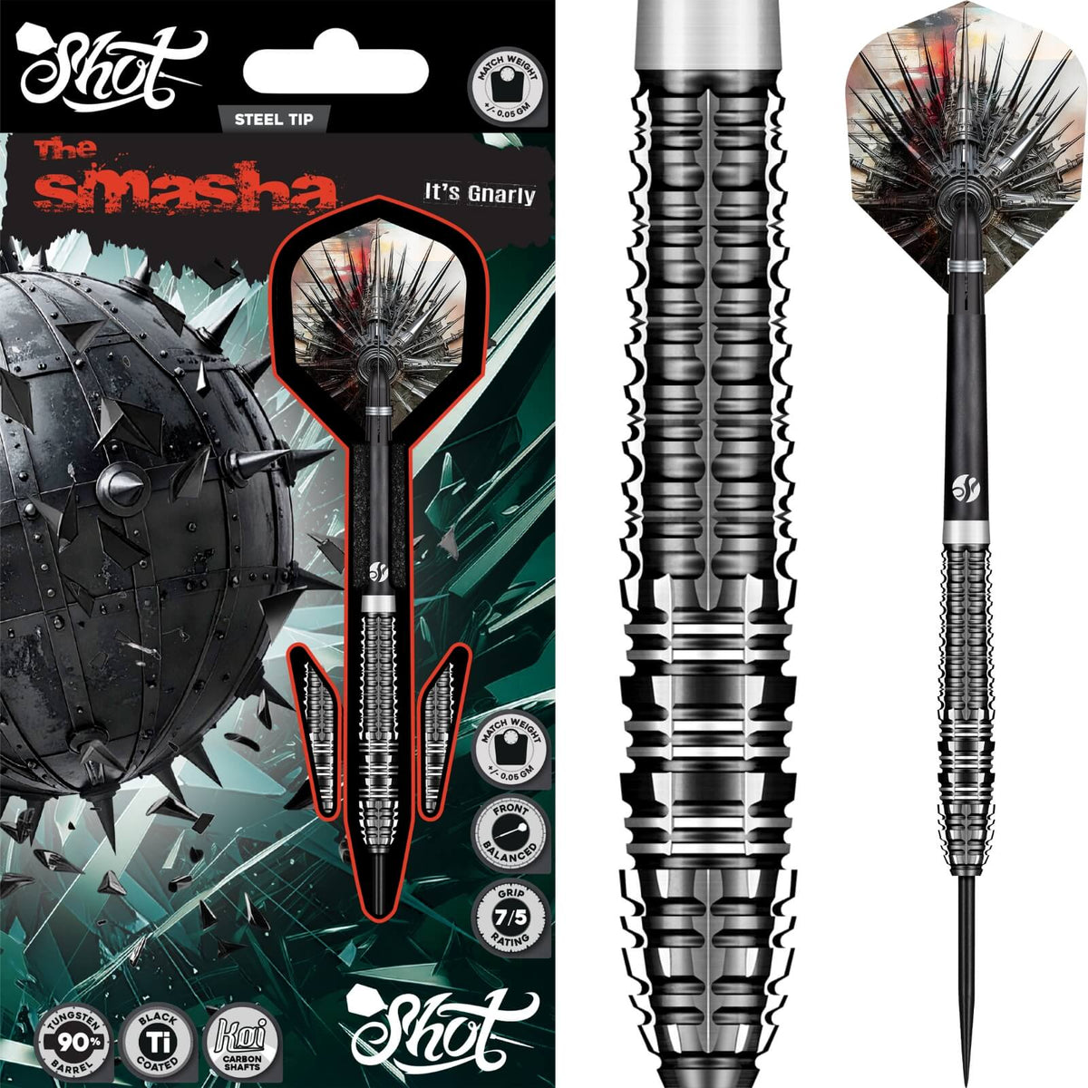 Darts - Shot - Gnarly Smasha Darts - Steel Tip - 90% Tungsten - 23g 24g 25g